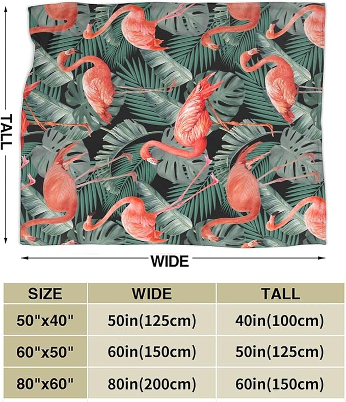 Ultra-Soft Microfiber Throw Blanket 350 GSM Fuzzy Fleece Blanket for Adults Kids Gift Couch, Sofa, Bed Flamingo 50"x40"