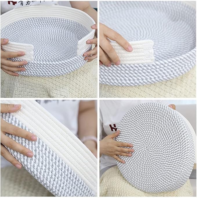 Cat Bed Cotton Rope Cat Beds for Indoor Cats Washable Dog Bed for Small Dogs Cat Scratching Board Pet Mat for Sleeping Four Seasons Universal (Green&Jute)