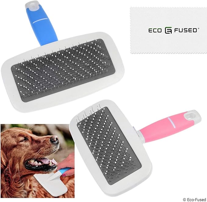 Slicker Brush and Nail Clippers for Dogs, Cats and Other Pets - Essential Animal Grooming/Claw Care Tools - Ideal Trimmers to Clip Thick Nails (Pet Hair brush - Small & Large Brush)