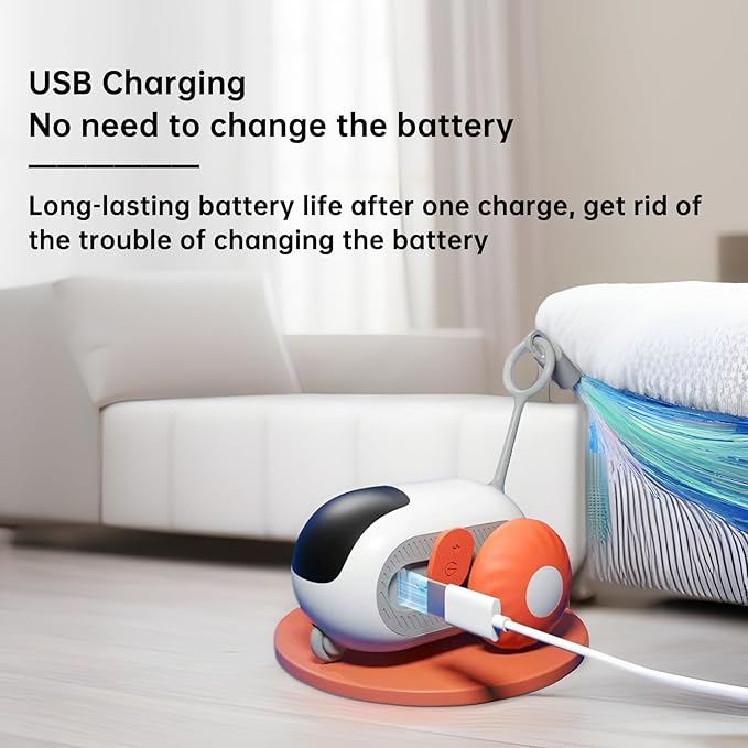 Turbo Tail 2.0 Cat Toy with 2-Speed Adjustment, Remote Control Mouse Cat Toy, USB Rechargeable Feature, Remote Control Cat Toy with Feathers, Interactive Cat Toys for Indoor Cats (Orange)