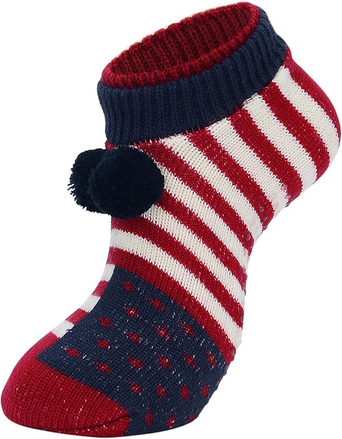 American Trends Fuzzy Socks for Women with Grippers Non Slip Christmas Socks