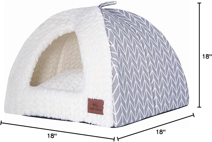 Cat Bed for Indoor Cats,Medium Large Cats Cave Bed,Machine Washable,Removable Cushion Cover,Small Dogs Tent Bed