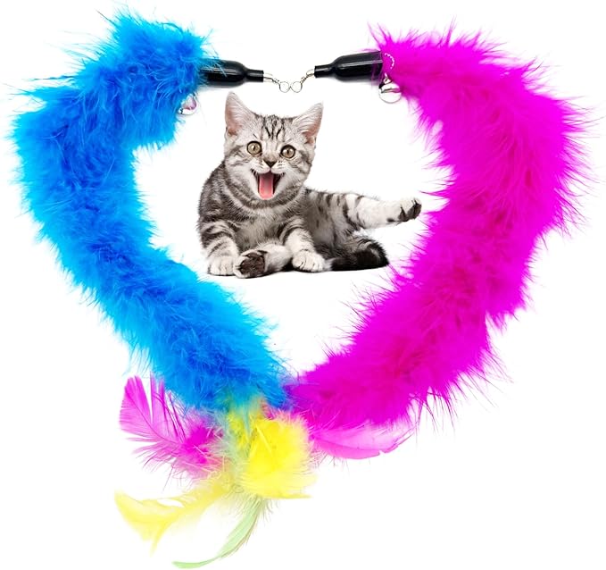 Cat Feather Toys Refill Cat Wand Replacement Feathers, 16 PCS Cat Toy Feather Refills, Cat Wand Attachments Feathers for Cat Toys
