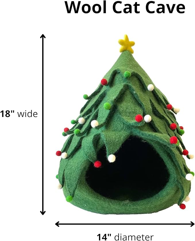 Midlee Christmas Tree Wool Cat Cave Bed