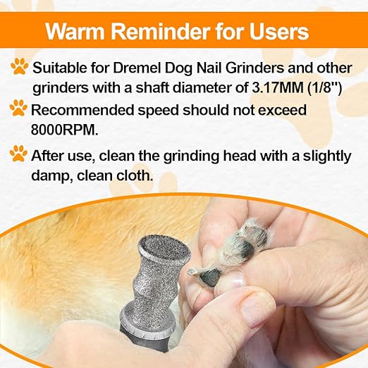 BGTEC Diamond Rotary Pet Nail Grinder Bits Dog Nail Grinder Replacement Head -2PCS 1/8" Replacement Grinder Wheel for Animals Nail Care (B+D)