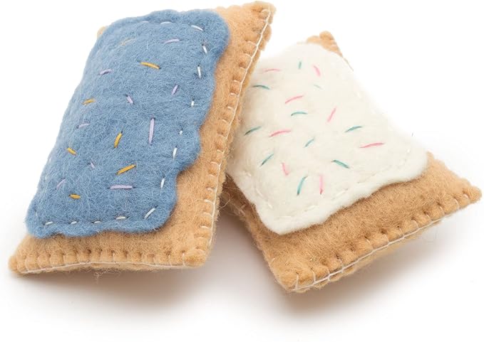 Glaciart One Wool Pop Tart Cat Toy Set with Catnip (2PCS) | Cute Cat Toy for Interaction & Boredom Relief, Encourages Cats to Exercise & Play | Filled w/Organic Catnip to Help Sooth or Reduce Anxiety