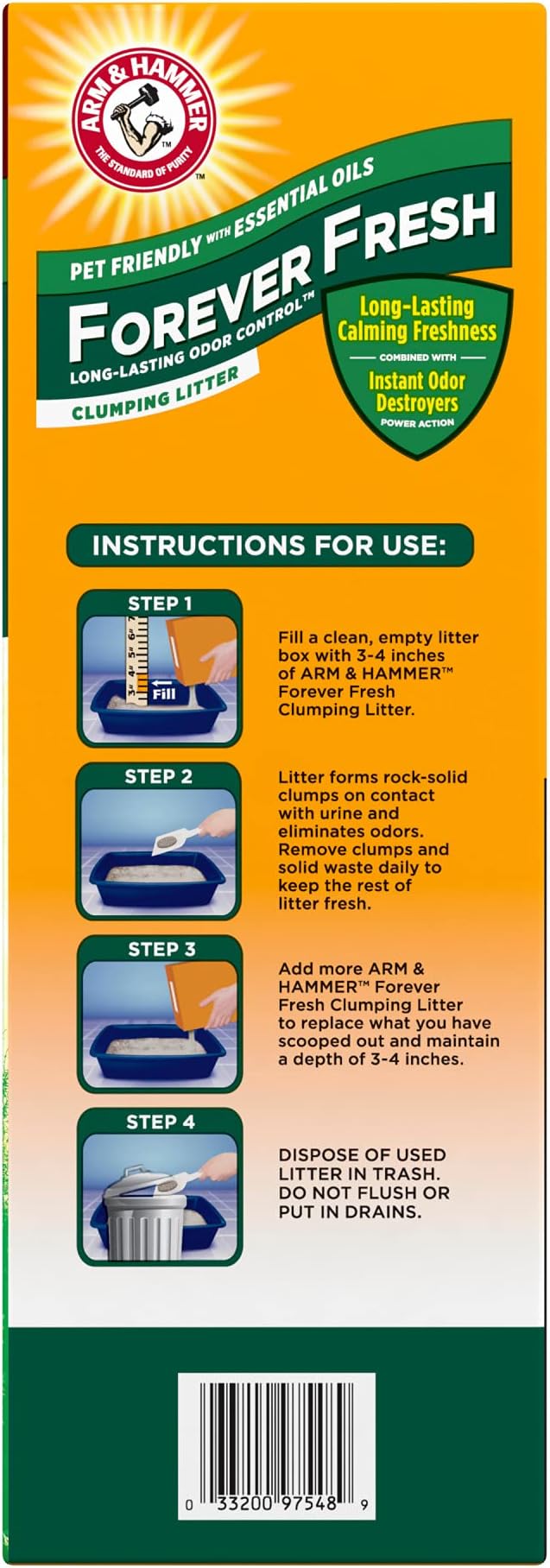 Arm & Hammer Forever Fresh Clumping Cat Litter Cedarwood, MultiCat 18lb, Pet Friendly with Essential Oils, (Pack of 1)