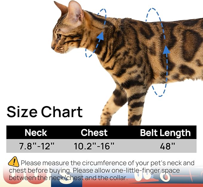 Cat Harness and Leash Set, Adjustable Cat Harness Escape Proof, Comfortable Walking Travel Kitten Harness for Small Medium Large Cats (Trail 66)