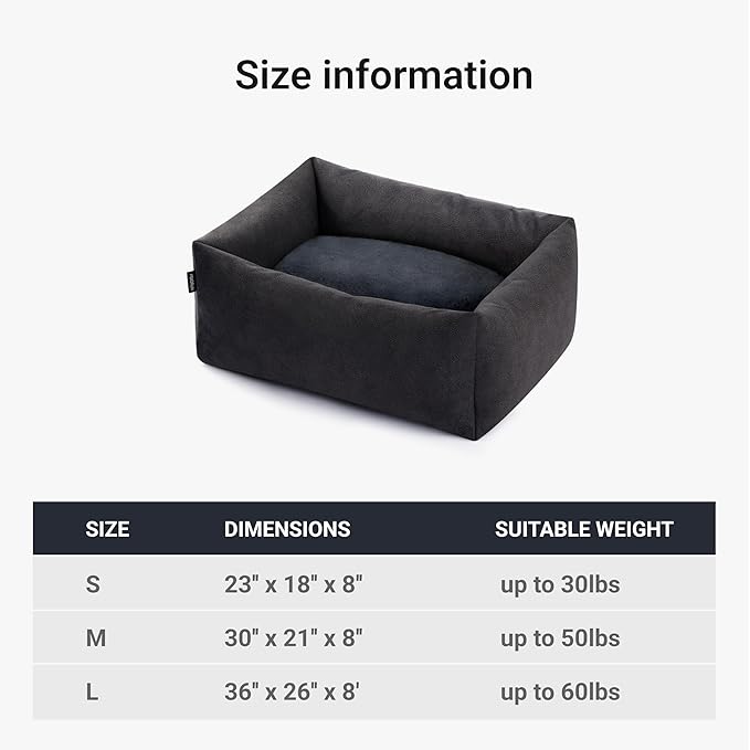 Durable Pet Bed for Small Dogs and Cats, 23" Rectangle Puppy Sofa with Bolster Sides, Washable Soft Fabric with Reversible Cushion, Easy to Clean and Perfect for Crate Use (Camel, S)