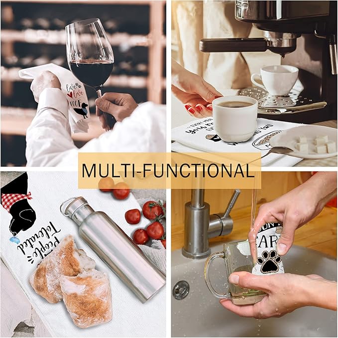 Bonsai Tree Dog Kitchen Towels Set of 4, Dog Mom Gifts for Women, Funny Cute Housewarming Dish Tea Hand Towels for Housewarming Gifts Kitchen Decor