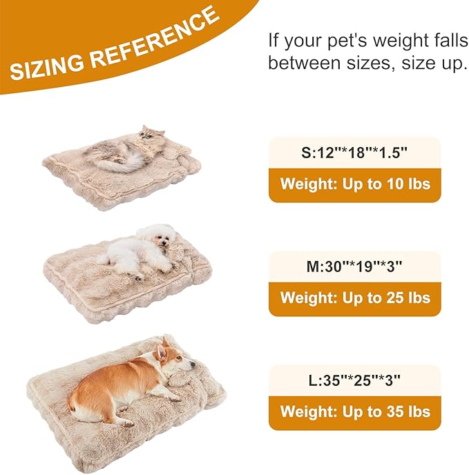 Jiupety Medium Dog Bed for Crate, Mattress with Dog Pillow for Crate Small Dogs, Calming Dog Beds for Small Dogs. Plush Dog Crate Pad for Medium Dogs Up to 35 Lbs, L(35"*25"*3"), Coffee.