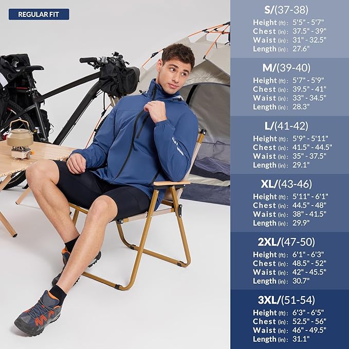 baleaf Men's Rain Jacket Waterproof Windbreaker Running Cycling Golf Hiking Gear Hood Lightweight Reflective Packable