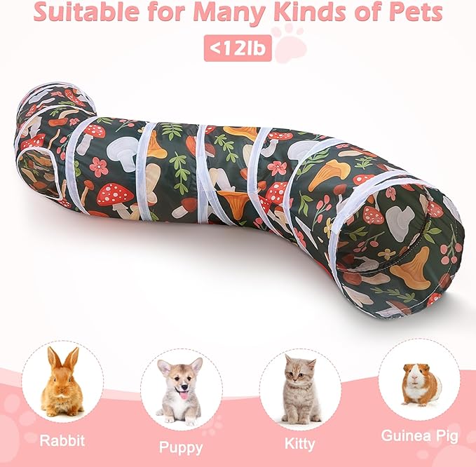 Glittme Cat Tunnel, Cat Tunnels for Indoor Cats, S-Shape Peekaboo Cat Cave with Cat Toys, Foldable Cat Tubes and Tunnels for Cats, Rabbit, Puppy, Guinea Pig