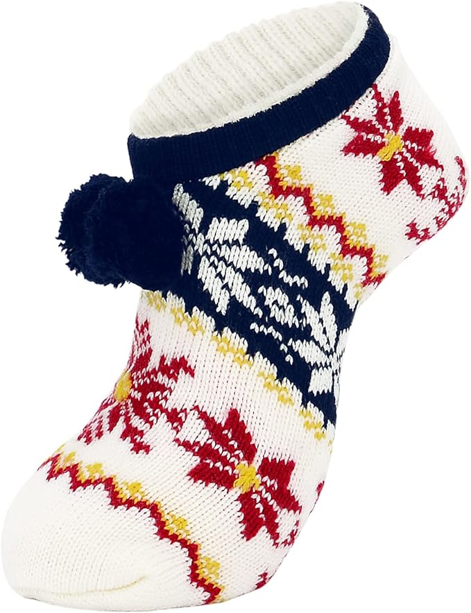 American Trends Fuzzy Socks for Women with Grippers Non Slip Christmas Socks