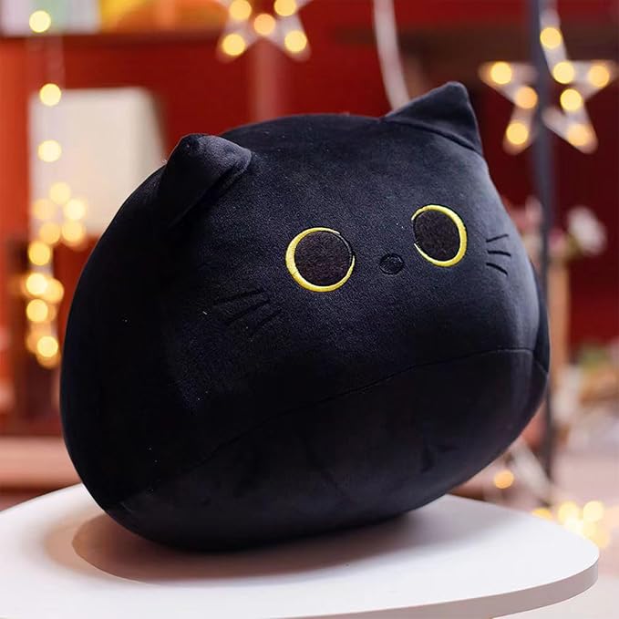 Black Cat Plush, 16" Stuffed Animal Black Cat Plushies, Giant Soft Cute 3D Cat Pillow Doll Toy Home Decor