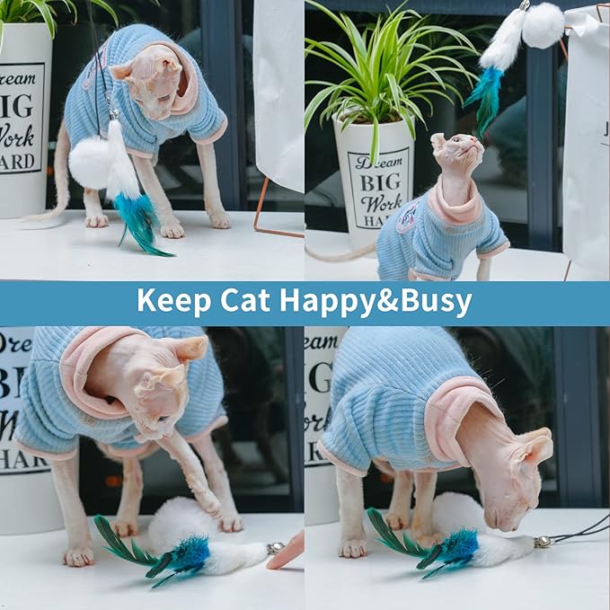 Interactive Cat Feather Toys,Hanging Cat Teaser Toy,Retractable Hanging Interactive cat Toys for Indoor Cats Kitten Play Exercise, Cat Fun Mental Exercise Puzzle Kitten Toys(1pc,U-Claw)