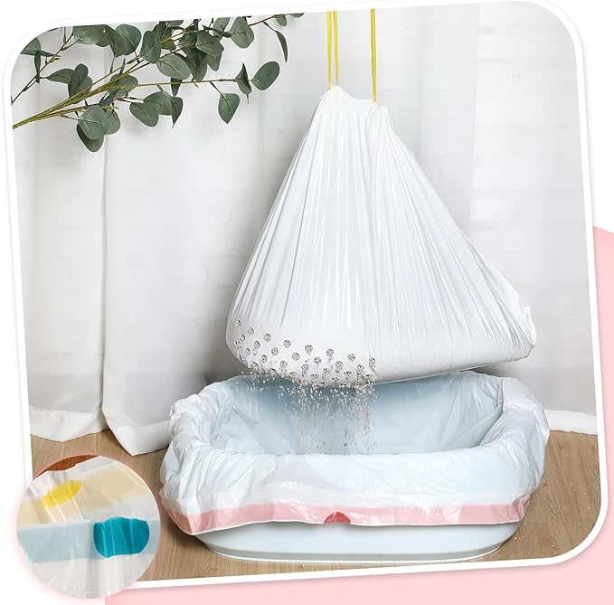 42 Count Jumbo Sifting Cat Litter Bags 36 x 18 Inch Extra Large Thick Cat Litter Box Liners with Holes Disposable Thick Scratch Resistant Cat Litter Bags Drawstring Litter Box Liners for Litter Box