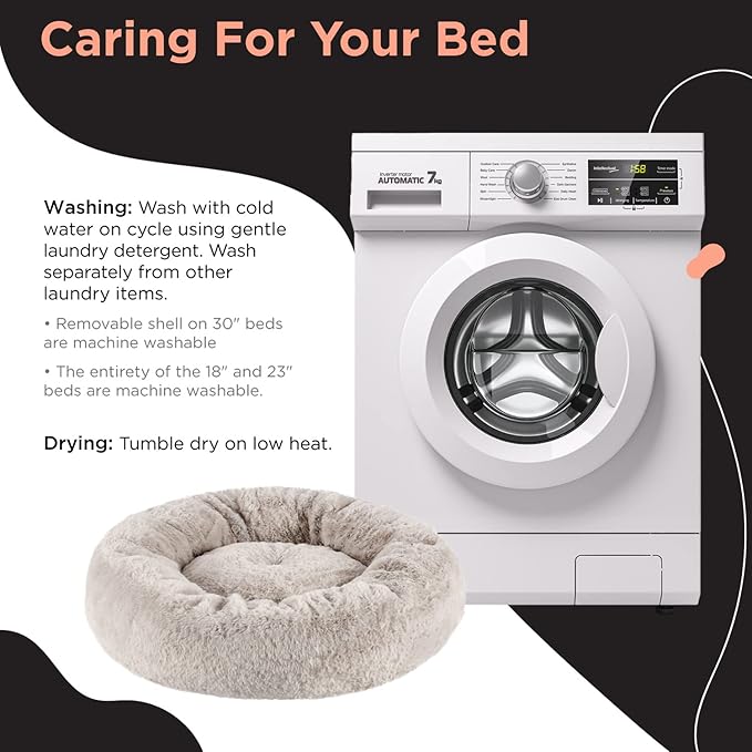 Best Friends by Sheri SnuggleSoft Faux Fur Calming Donut Bed for Dogs, Brown, Small, 23" x 23"