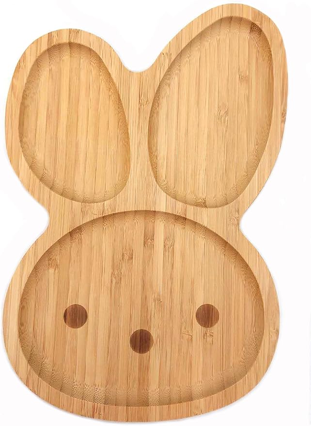 4919, Bamboo Food Plate for Snacks Appetizer Fruit Vegetable | Kids Meal Plate | Picnic Kitchen Party | Eco-Friendly Plates, Bunny Face with Long Ears Shaped, 11"x7.5", 10pc