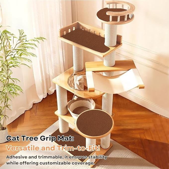 Cat Scratch Mat (Brown, 5-Pack, 9.8''*18.8''), Furniture Protector from Cats Scratching, Strong Self-Adhesive Backing for Easy and Sturdy Application, Versatile for Cat Trees, Posts, and Beds