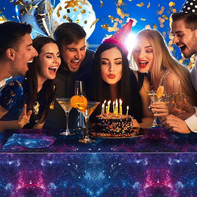 41Pcs Starry Galaxy Party Supplies Night Sky Party Tableware Set Outer Space Theme Birthday Star Party Table Decorations for Boys Girls Birthday Party Favors