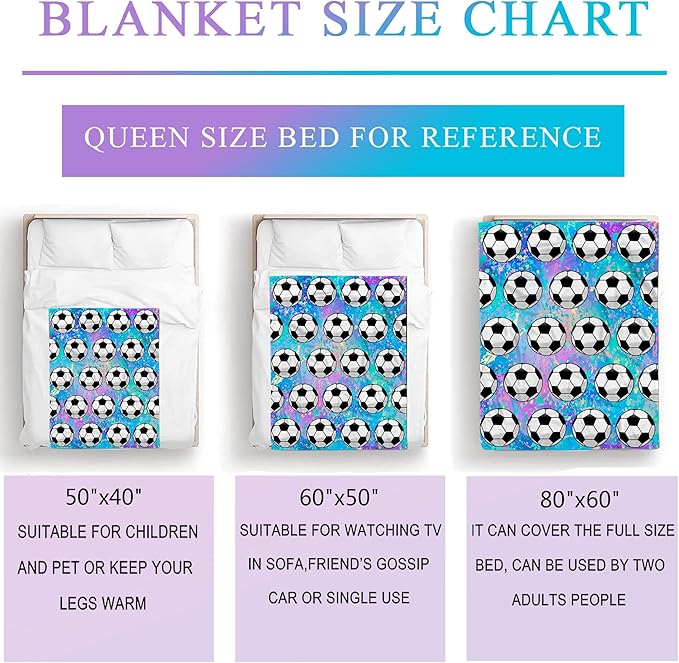 Soccer Blanket Gifts for Girls Ultra Soft Flannel Merch Soccer Throw Blanket for Soccer Lovers Players Team Soccer Gifts Stuff 60""x50""