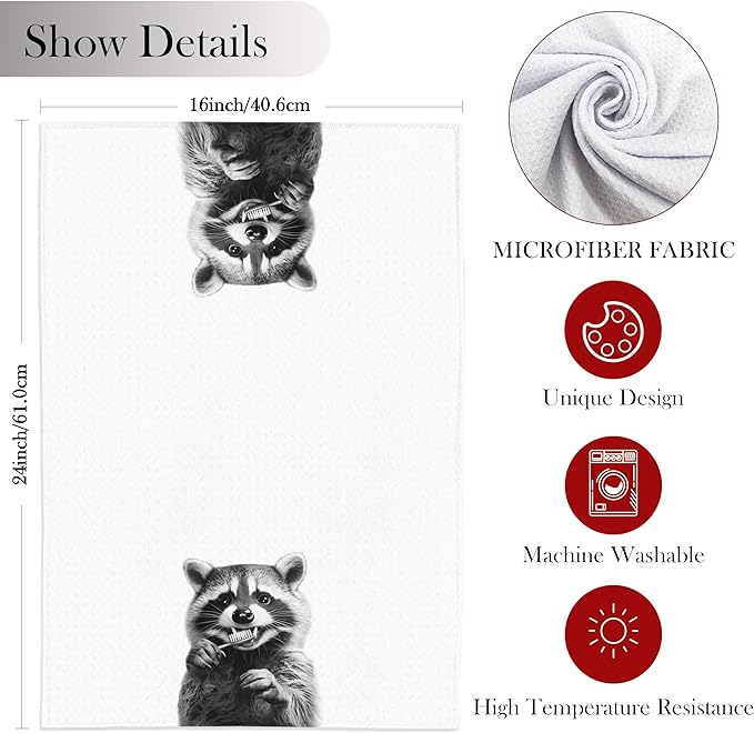 Funny Raccoon Hand Towels for Bathroom, Raccoon Bathroom Hand Towels, Raccoon Bathroom Decor, Raccoon Gifts for Women Raccoon Lovers, 16x24 Inch