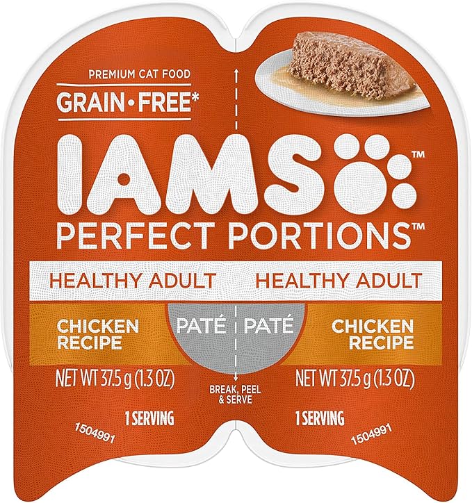 Iams Iams Perfect Portions Grain Free Adult Wet Cat Food Pate Chicken Recipe, 2.6 Oz. Twin Pack Tray, 2.6 Oz