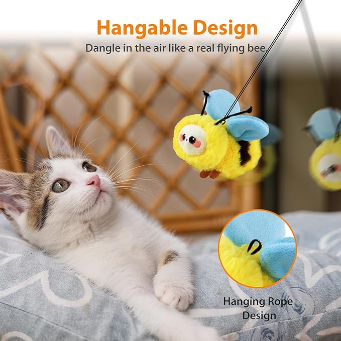 PETGEEK Gigwi Flapping Cat Toys for Indoor Cats, Rechargeable Lifelike Interactive Bee Cat Toy Tweet, Flapping Wings & Lively Chirping, Automatic Catnip Toys for Kitten Cats Self Play (Flapping Bee)