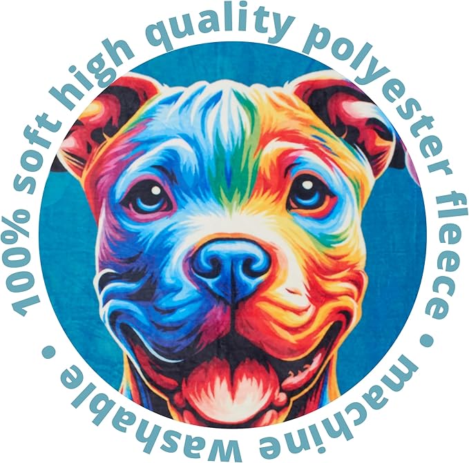 Dawhud Direct Pitbull Puppy Fleece Blanket - Soft Plush, Cozy Throw for Kids and Adults, Colorful Dog Blanket with Pitbull Puppy Print, Ideal for Beds, Couches, and Travel - 60 x 50 Inches, Blue