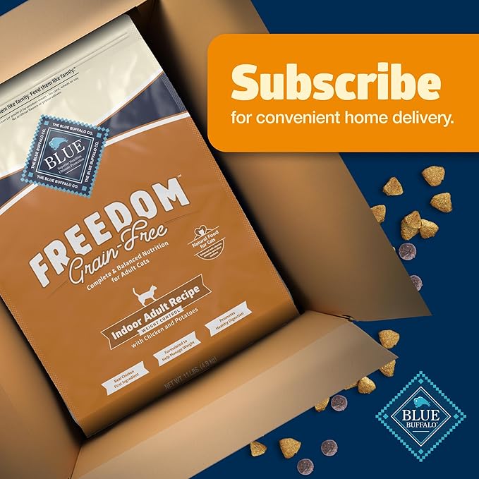 Blue Buffalo Freedom Grain-Free Adult Weight Control Dry Cat Food, Complete & Balanced Nutrition for Indoor Cats, Chicken Recipe, 11-lb. Bag