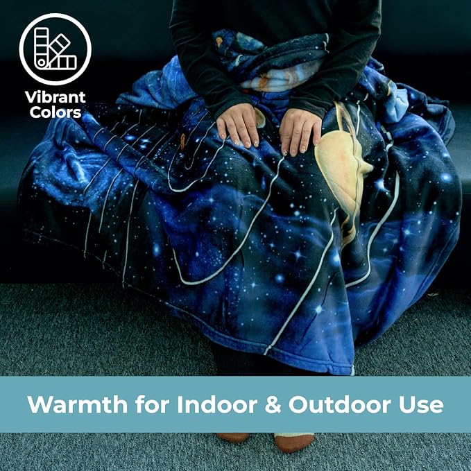 Dawhud Direct Fleece Throw Blanket - 50x60-Inch Plush Space Blanket with Solar System Design for Kids and Adults - Soft and Cozy for Bed, Couch, or Travel