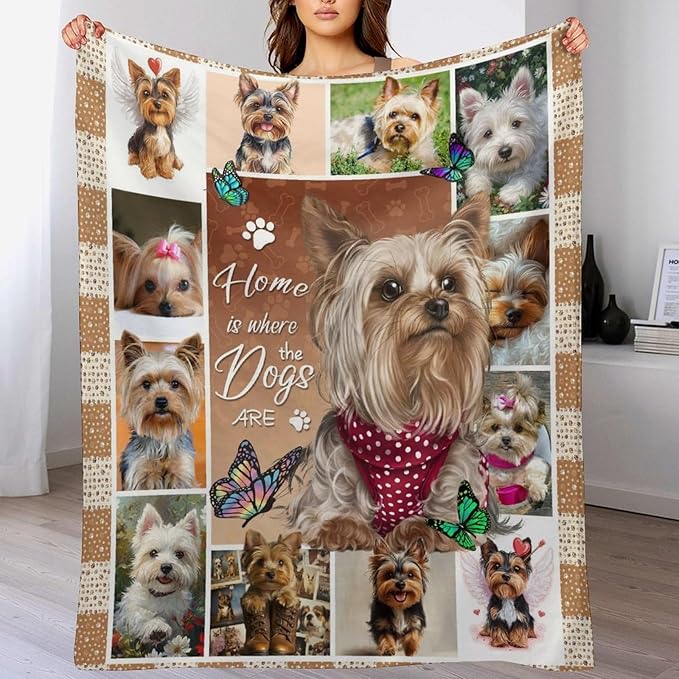Yorkie Blanket Dog Yorkie Gifts for Girls Boys Woman Yorkshire Lover Throw Blankets Soft Blanket Warm Fleece Flannel Plush Blankets for Bed Sofa Couch 50"x60"