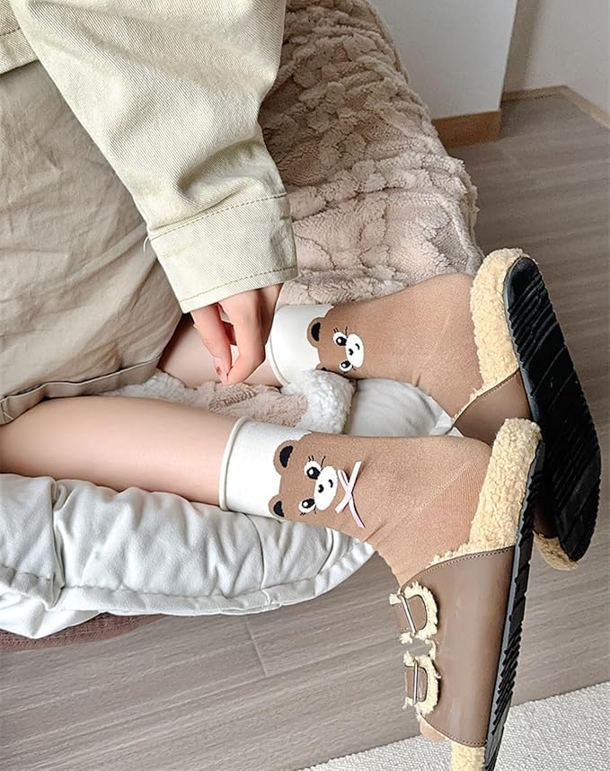 Benefeet Sox Cute Crew Socks for Women Girls Novelty Funny Patterned Socks Colorful Kawaii Cotton Casual Calf Sock 5 Pairs