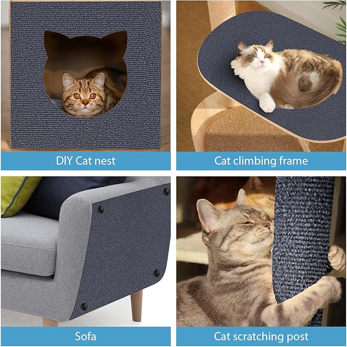 118.2"x15.8" Cat Scratching Mat, Self-Adhesive Cat Scratch Carpet, Cat Scratch Furniture Protector, DIY Climbing Cat Scratcher for Cat Tree Shelf Shelve, Couch Furniture Protector