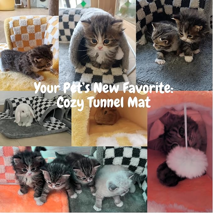 Cooling Kitten Tunnel Bed Mat, Perfect Kitten Gift Toy, 3D Memory Foam Cat Tunnel Cooling Mat, Detachable & Machine Washable, Non-Slip Bottom, Silver S