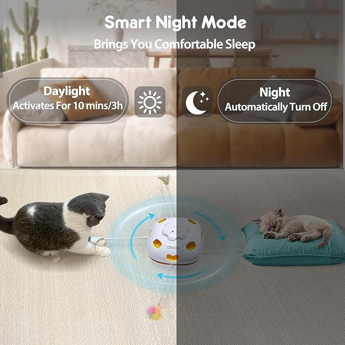ORSDA Cat Toys, 4 in 1 Interactive Cat Toys for Indoor Cats, Automatic Cat Toy Kitten Toys, Rechargeable Electric Toy for Cat Home Alone Self Play for Bored Indoor Adult Cats Stimulating Teasing Kitty