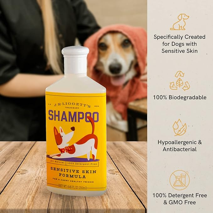 J·R·LIGGETT'S Dog Liquid Shampoo Great for Sensitive Skin | Relieves Dry Skin | Dog Itch Relief Hypoallergenic Formula | 100% Ecologically Correct, Non-GMO, Detergent-Free, 8.45 oz.
