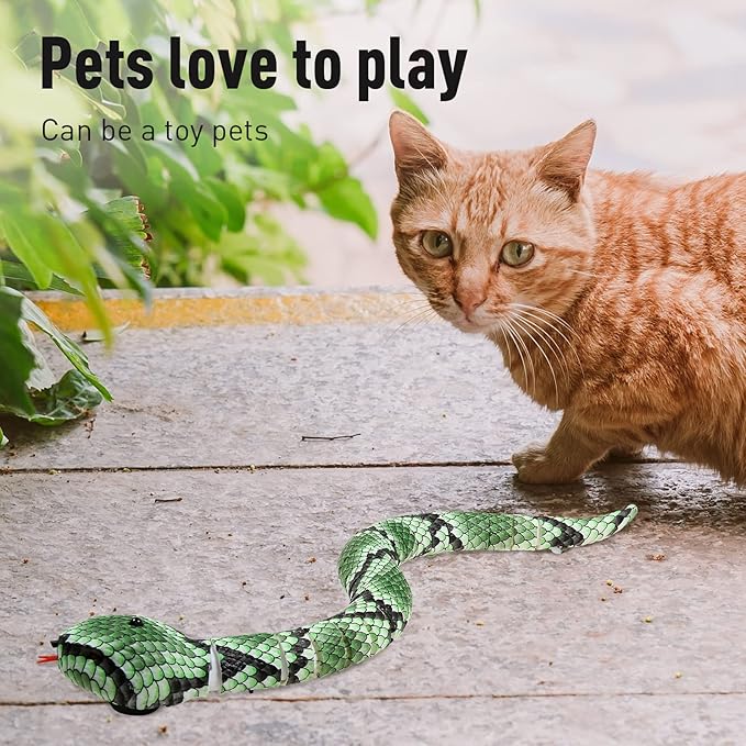 Cat Toys Snake Interactive,Kitten Toys,Realistic Simulation Smart Sensing Snake Toy,USB Rechargeable,Automatically Sense Obstacles and Escape,Tricky Snake for Indoor Cats Dogs(Green Snake)