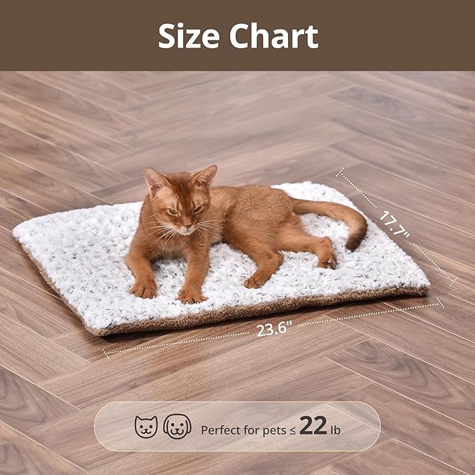 Self Warming Cat Bed, 24" x 18" Self Heating Pet Pad, Double Sided Heated Dog Mat Thermal Blanket for Large Kittens Small Puppy