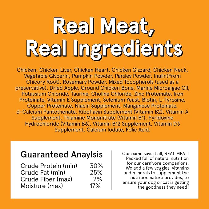 Real Meat Air Dried Cat Food & Dog Food w/Real Chicken - 14oz of USA-Crafted Grain-Free Dry Dog & Cat Food Sourced from Free-Range, Cage-Free Chicken - All Natural, High Protein Pet Food