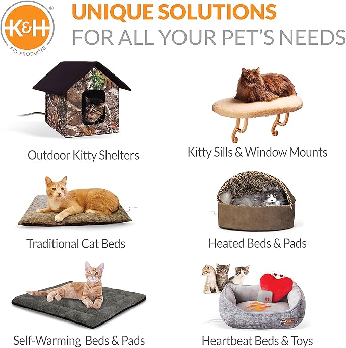 K&H Pet Products Amazin Kitty Pad, Indoor Unheated Cat Bed Traps Cat Hair and Dander, Washable Cat Mat, Gray 15 X 20 Inches, Unheated 2-Pack
