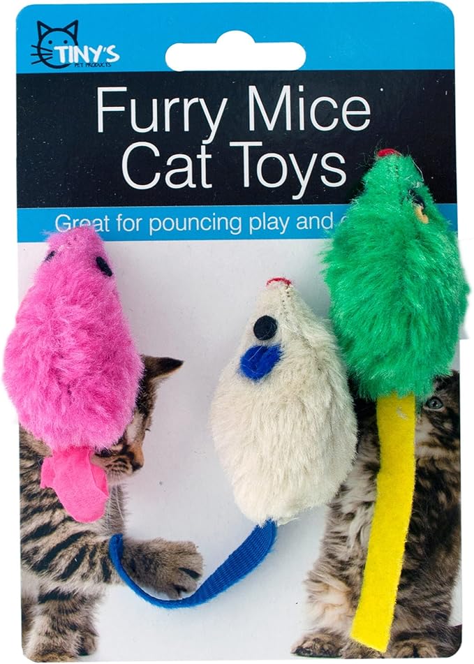 Furry Mice Cat Toys (4' Long - 3-Pack)