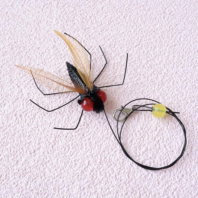 Cat Feather Toy Refills Flies with Cord 5pcs Interactive Cat Toy Kitten Toys Teaser Wand Attachments Refills Cat Fishing Pole Toys (5pcs Refills+1 Teaser Wand)