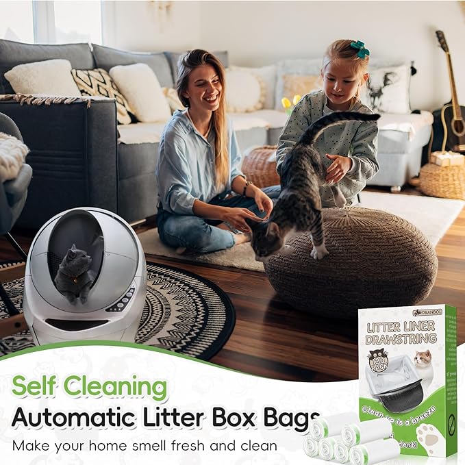 120 Count Litter Box Robot 3 and 4 Waste Bags,Compatible Automatic Self Cleaning Cat Litter Box Drawer Liners Bags,Extra Thick and Heavy Duty