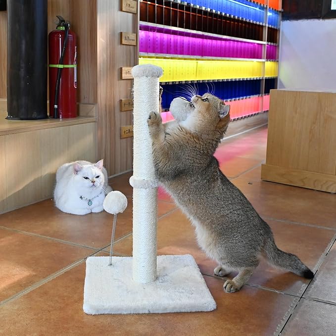 KINGROCK Tall Cat Scratching Posts for Indoor Cats,Cat Scratching Post with Plush Toys for Kittens or Smaller Cats,Premium Sisal Post for Cats at All Ages with Reinforced Stable Base