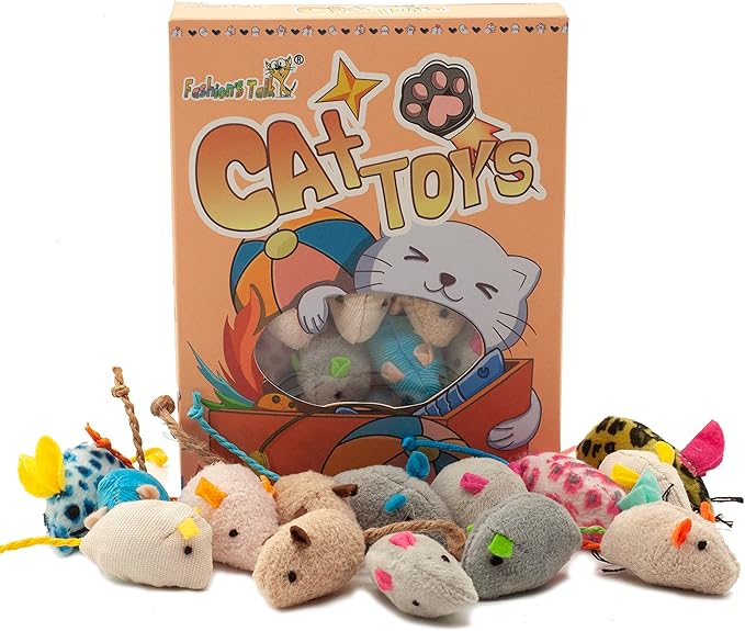 Fashion's Talk Mouse Catnip Cat Toys Soft Plush Catnip Mice Assorted Style Catnip Cat Toys Variety Pack 32 Count