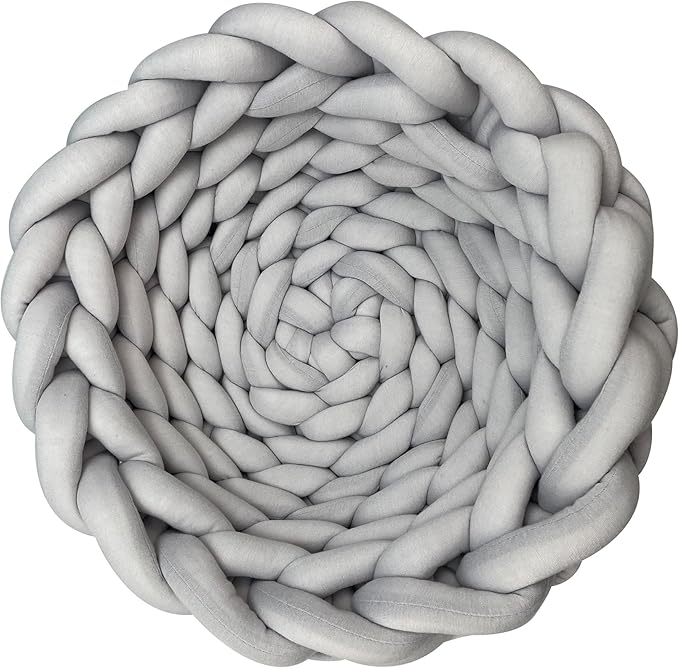 Happycare Textiles Luxurious Chunky Crochet Comfort Round Cat Bed, 20" Grey