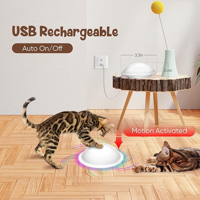 Interactive Cat Toys for Indoor Cats,Automatic Cat String Toy,USB Rechargeable Cat Toys Interactive for Cat Enrichment,Random Rotation Cat Games
