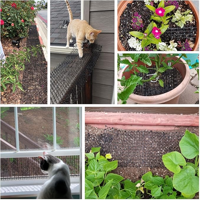 13Ft x 12 Inch Scat Mat for Cats, Cat Scat Mat with Spikes, Anti-Cats Deterrent Mat, Pet Repellent Mat, Cat Digging Stopper Prickle Strip for Indoor Outdoor Sofa Furniture with Garden Staples